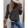 thumbnail image 2 of Haut Tricoté pour Femmes, Col en V, Manches Raglan, Confortable pour le Travail, pour les Rendez-Vous, Gris, Noir, Rouge, Bleu, Kaki, Rose Vif, Couleur Citrouille, 2 of 8