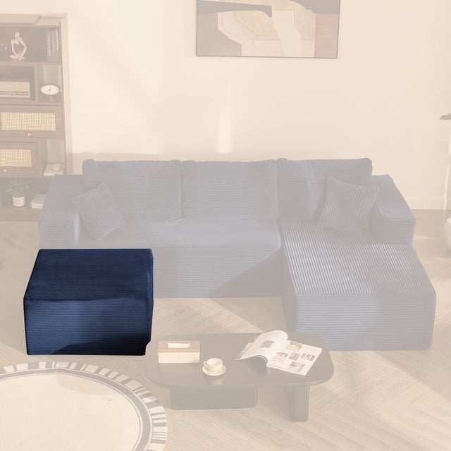 BIGSYY Pouf Carré Douillet, Assise Confortable, Aucun Assemblage Requis, Bleu