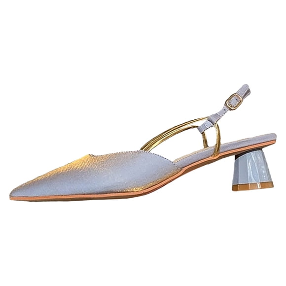 IUJSOY Women's Slingback Heels Closed Pointed Toe Kitten Pumps Slip on Wedding Bride Dress Shoes