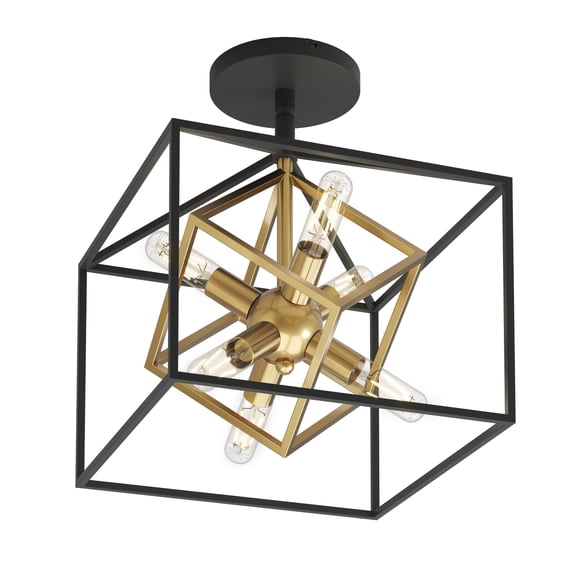 Artika Imperium Modern Mid-Century Flush Mount Ceiling Light Fixture for Bedroom, Living Room, Entryway, Hallway – Black and Gold