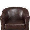 thumbnail image 4 of Accentrics Home Classic Faux Leather Barrel Accent Chair Armchair, Dark Brown, 4 of 5