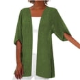 thumbnail image 1 of Cameland Cardigan Kimono Décontracté Ample en Coton et Lin pour Femmes à Manches 3/4 Grande Taille, 1 of 5