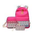thumbnail image 1 of QualitChoice 3 Pieces Canvas Backpack Shoulder Organizer Set Large Capacity for Zipper Ethnic Style School Bags Causal Adjustable Travel Bag Rose Red, 1 of 6