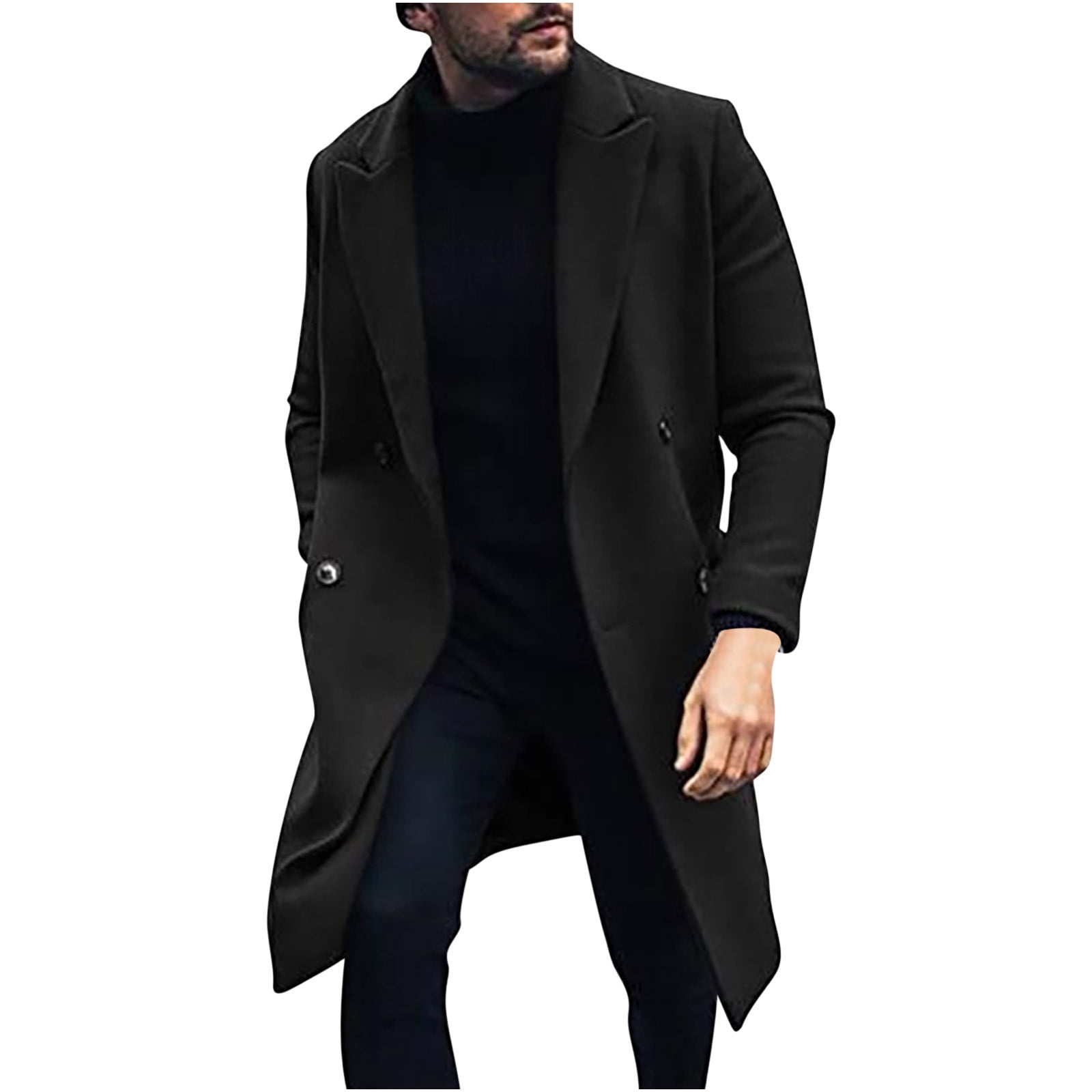 EQWLJWE Man Trench Coat Clearance Winter Classic Notched Lapel
