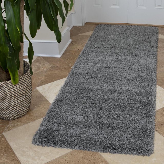 Ottomanson Non-Slip Rubberback Soft Shag Runner Rug for Hallway and Bathroom, Area Rug for Living Room, Bedroom, Dining Room