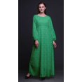thumbnail image 2 of Bimba Robe Maxi d'Été Décontractée pour Femmes en Georgette Mousse à Imprimé de Feuilles de Thé, Longue, Taille Élastique - Petit, 2 of 5