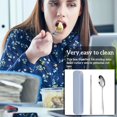 thumbnail image 4 of Portable Chopsticks Spoon Fork Set Stainless Steel Student Office Cutlery with Storage Box  Smile  Green  3Pcs, 4 of 9
