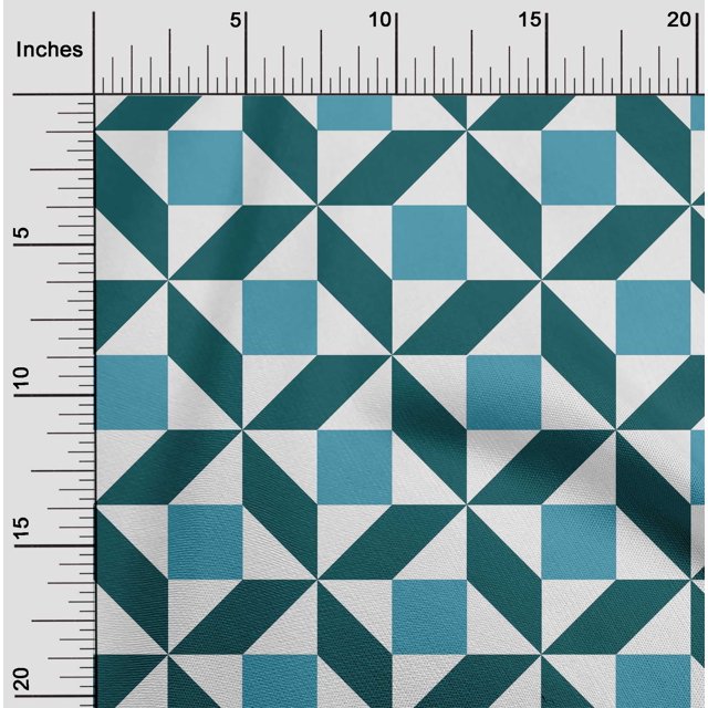 oneOone Cotton Silk Fabric Triangle|Parallelogram & Square Geometric Printed Fabric 1 Yard 42 Inch Wide