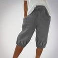 thumbnail image 2 of Timegard Shorts pour Femmes, Taille Haute Élastique, Cordon de Serrage, Bas Resserré, Shorts Mi-Cuisse Décontractés avec Poches, 2 of 6