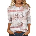 thumbnail image 2 of TIMIFIS Hauts pour Femmes Manches 3/4 Décontractés Coupe Ample Tuniques Col Rond T-shirt Automne P, 2 of 5