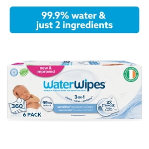 WaterWipes Sensitive Newborn & Baby Wipes, 99.9% Water, Unscented & Hypoallergenic