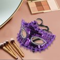 thumbnail image 4 of Unique Bargains Halloween Noël 1 Pce Masque Demi-Visage Perlé en Cristal pour Fête Masquée Violet, 4 of 5