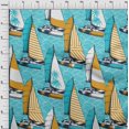 thumbnail image 4 of oneOone Viscose Jersey Turquoise Blue Fabric Nautical Sewing Material Print Fabric By The Yard 60 Inch Wide, 4 of 5