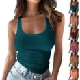 thumbnail image 1 of FAVIPT Plus Size Scoop Neck Ribbed Cami Tops for Women Sleeveless Lightweight Solid Workout Basic Tank Tops Pink,XXXL, 1 of 7