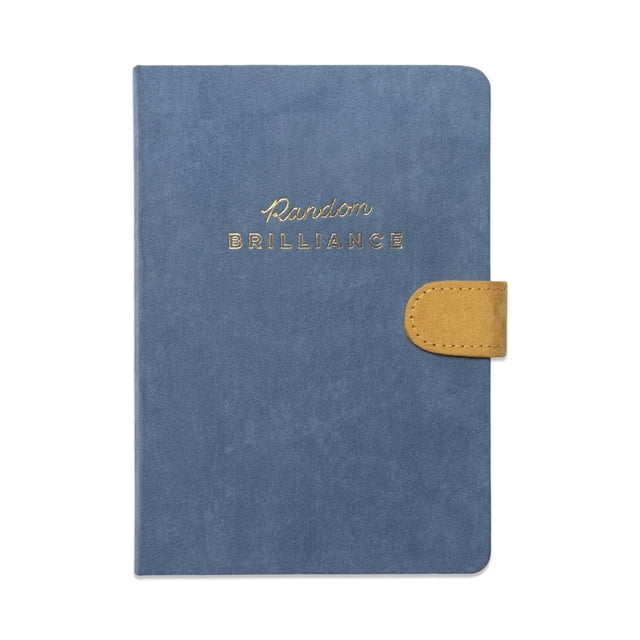 Think Journal Magnétique en Suède Doux à Encre avec Couverture Rigide en Tissu à Effet Suède Bleu, Texte « Brillance Aléatoire » Estampé à la Feuille d'Or, Fermeture à Languette Magnétique Beige, 256 pages Lignées et Format de 5,5 par 8 Pouces, Convient à la Prise de Notes, à la Planification et au Journal.
