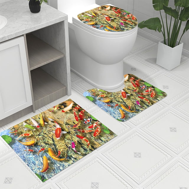 Chmadoxn Bathroom Rugs, Rugs for Living Room, Area Rug, Bath Mat Toilet Floor Mat U-shape Foot Mat Bathroom Bathroom Mat Printing Modern Mat Toilet Door Mat Three Sets carpeting carpeting