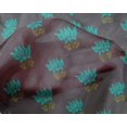 thumbnail image 4 of oneOone Silk Tabby Fabric Leaves & Lotus Block Print Fabric BTY 42 Inch Wide, 4 of 4