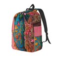 thumbnail image 1 of Wukai Bottes de Cowboy avec Imprimé de Fleurs Sac à Dos en Toile Durable pour Ordinateur Portable - Bretelles Réglables, Résistant à l'Eau, Grande Capacité, Unisexe pour École, Bureau-Petit, 1 of 5