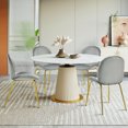thumbnail image 4 of Gymax Chaise de Salle à Manger en Velours, Gris (Ensemble de 4), 4 of 10