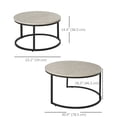 thumbnail image 3 of HOMCOM Ensemble Polyvalent de 2 Tables Basses Empilables avec Base en Métal Maison, 3 of 10