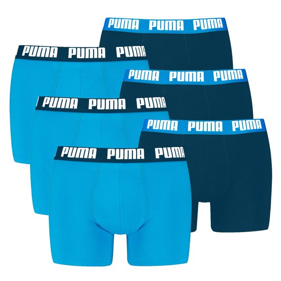 PUMA Men Boxer Trunks, 6-Pack - Everyday Basic Boxers 6P, Cotton Stretch, Solid Colour Light blue M (Medium)