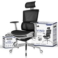 thumbnail image 2 of Nouhaus Rewind Ergonomic Office Chair with Footrest and Lumbar Support. Swivel Computer Chair, Rolling Home Office Desk Chairs with Wheels, Mesh High Back Task Chair, Comfortable Office Chair (Black), 2 of 15