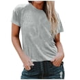 thumbnail image 1 of FAIWAD Womens Short Sleeve Tops Summer Round Neck Short Sleeve Plus Size T Shirts Causal Beach Vacation Basic Tees, 1 of 6