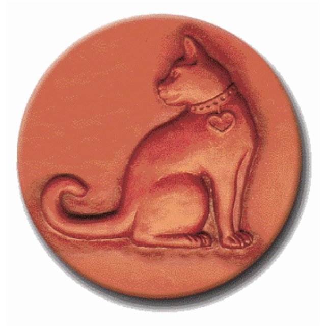 RYCRAFT 2" Round Cookie Stamp with Handle & Recipe Booklet-CAT With HEART