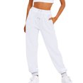 thumbnail image 1 of Innerwin Trousers Solid Color Ladies Bottoms Holiday Straight Leg Lounge Sweatpants White L, 1 of 3