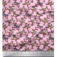 thumbnail image 1 of Soimoi Poly Georgette Fabric Leaves,Red Berries & Parrot Bird Decor Fabric Printed Yard 52 Inch Wide, 1 of 1