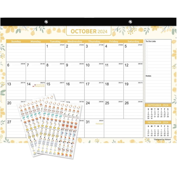 GHSDFBB Desk Calendar 2024 Canada, Large Monthly Wall Calendar 2024-2025 (January 2024-June 2025) 17"x12" with Canada Holidays, 234 Stickers and Plastic Cover, Academic Year Desk Pad for Sch