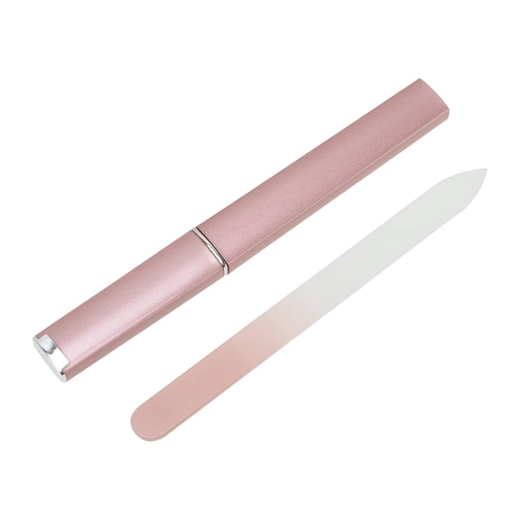 Unique Bargains 1 Set Nail File Double-sided Glass Manicure Tool Rose Gold Tone