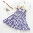 thumbnail image 2 of Yanlir Robe Confortable pour Bébé Fille, Enfants, Sans Manches, à Volants, Imprimé de Fleurs Douces, Col Rond, Robe Mi-Mollet pour Tenues Adorables 2-10 Ans (Violet, 9-10 Ans), 2 of 4