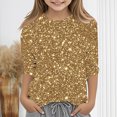 thumbnail image 3 of lcziwo Hauts Scintillants pour Filles Automne Manches 3/4 Col Rond Chandail Mode Blouse Graphique à Paillettes Scintillantes Multicolore Offres du Jour Éclair d'Aujourd'hui, 3 of 6