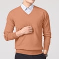 thumbnail image 3 of Xcmzpl Chandail-Robe à Col en V pour Hommes, Tricot, Manches Longues, Coupe Ajustée, Chandails Mode, Chandail à Enfiler, Chandail de Base Uni, Hauts de Chandail d'Automne, 3 of 5