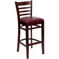thumbnail image 1 of HERCULES Series Ladder Back Mahogany Wood Restaurant Barstool - Burgundy Vinyl Seat, 1 of 6