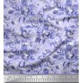 thumbnail image 1 of Soimoi Purple polyester Crepe Fabric Leaves & Floral Print Sewing Fabric BTY 52 Inch Wide, 1 of 3