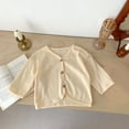 thumbnail image 2 of Besolor Baby Girls Cardigans Kids Casual V Neck Button Front Hollow out Long Sleeve Jacket Tops Fall Clothes, 2 of 4