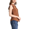 thumbnail image 4 of INSPIRE CHIC Women's Sleeveless Work Blouses Ruffled Pleated Chic Tops Brown XL, 4 of 7
