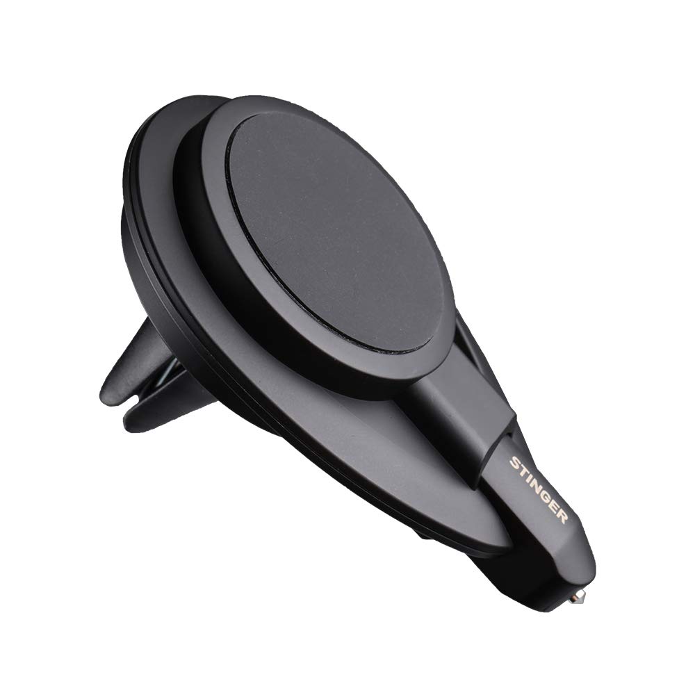 Ztylus Stinger Car Phone Holder with Emergency Escape Tool: Universal Air Vent Magnetic Cell Phone Mount Holder, Spring Loaded Window Breaker, Seat Belt Cutter, Cradle Stand Holder (Black)