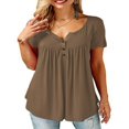 thumbnail image 1 of MesaSe Tunique à Basque Ample à Col en V pour Femmes, Hauts d'Été Amples à Manches Courtes, Blouse Décontractée Blanche XXXXXL, 1 of 5