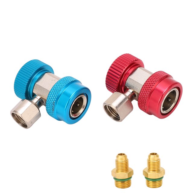 R134a Quick Coupler Adapters, R134a Quick Coupler Stainless Steel Brass Knurled Grip Ring Prevent Leakage Superior Protection Removable For Repairing