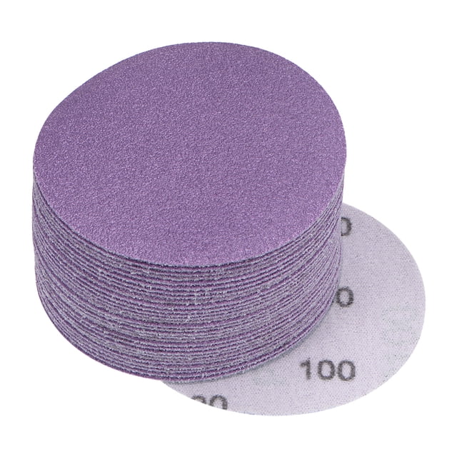 Unique Bargains 30 Pack 3-Inch Purple Sanding Discs 100 Grits Hook & Loop Professional Aluminum Oxide Sandpaper