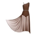thumbnail image 4 of iiniim Femme Paillettes Strass Costume de Danse Lyrique Robe Fendue Sans Manches Brun TTG, 4 of 7