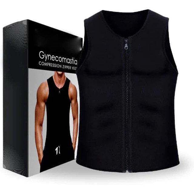 LAICAIW Fitpro Gynecomastia Compression Zipper Vest, Manson Gynecomastia Compress Zipper Vest for Men (Color : Black, Size : Large)