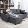 thumbnail image 2 of HOMCOM Chaise Sectional Sofa, Corduroy Fabric Corner Couch, Charcoal Grey, 2 of 10