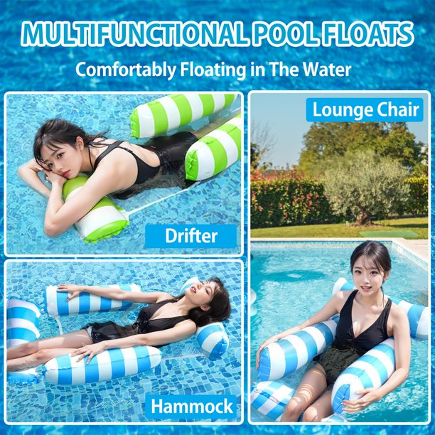Lot De 2 Chaises Flottantes Hamac – Tissu Oxford – Réglable – Piscine/plage – Supporte 110 Kg – Adulte