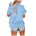 thumbnail image 5 of Dealovy Plus Size Womens Button down Shirts Cotton Linen Rolled Short Sleeve Loose Casual Work Blouses, 5 of 5