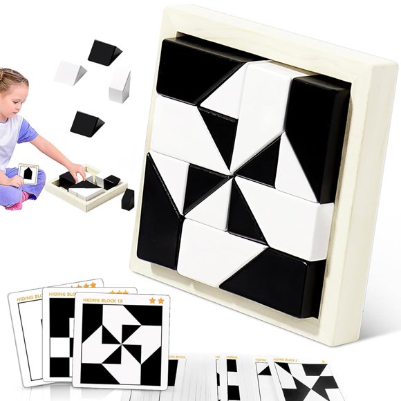 kykake Block Puzzles Hidden Building Blocks for Kids 3D Puzzles with Storage Tray Educational Assembly Puzzles Brain Teaser Games Game New Year's Gift for Early Education Ages 3+