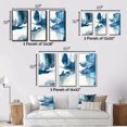 thumbnail image 4 of Designart "Solitary Majesty in Imperial Blue Splendor I" Abstract Liquid Ink Framed Wall Art Set Of 3 - Blue Modern Frame Canvas Set For Living Room Decor, 4 of 6